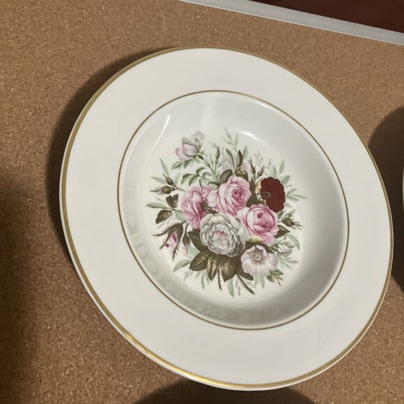 VNTG Royal Jackson Lady Lee Set 4 Rimmed shallow roses Soup Bowls - Picture 16 of 16